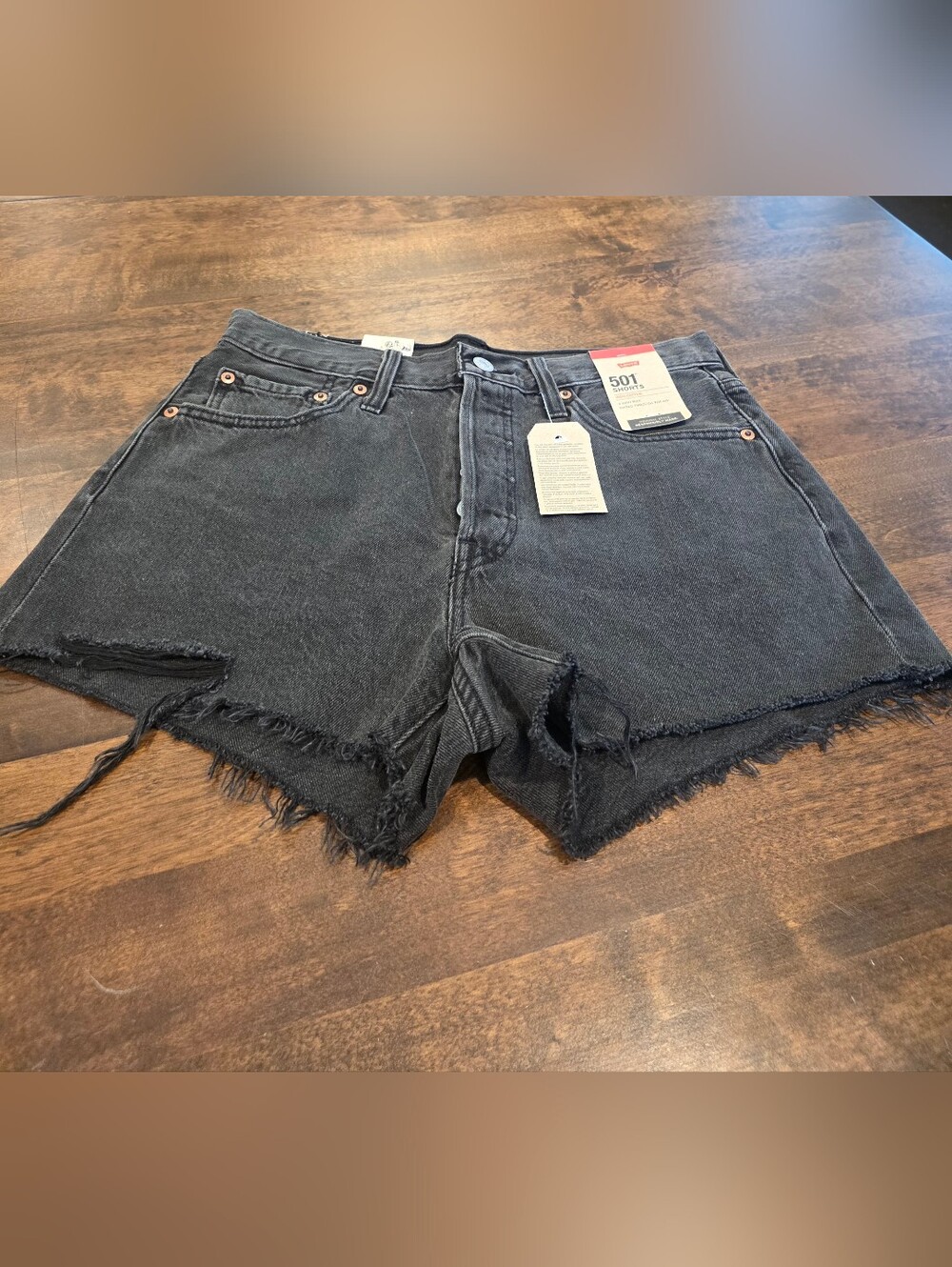 NWT Levi 501 High Waisted Black Shorts 28